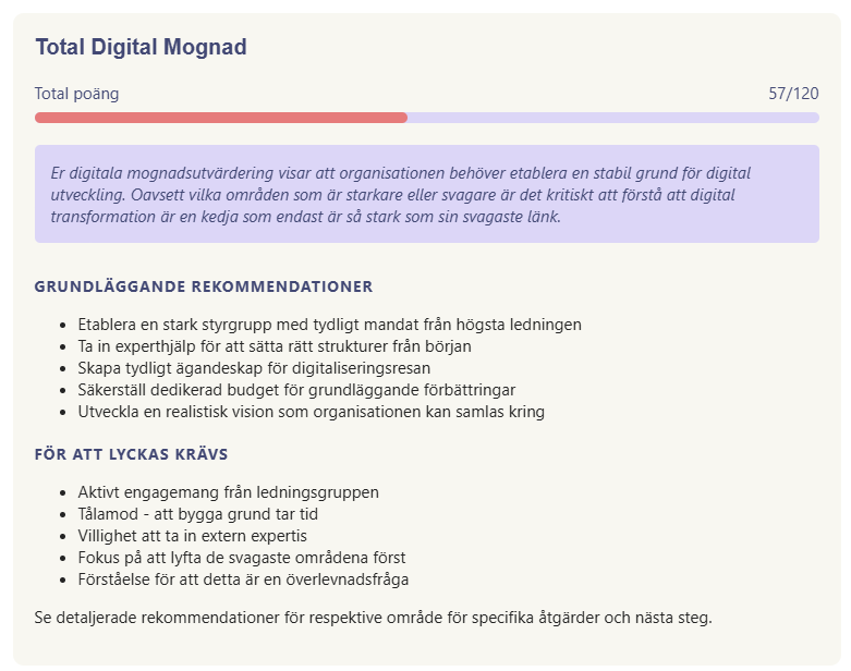 Rekommenderad start - prioriterade åtgärder