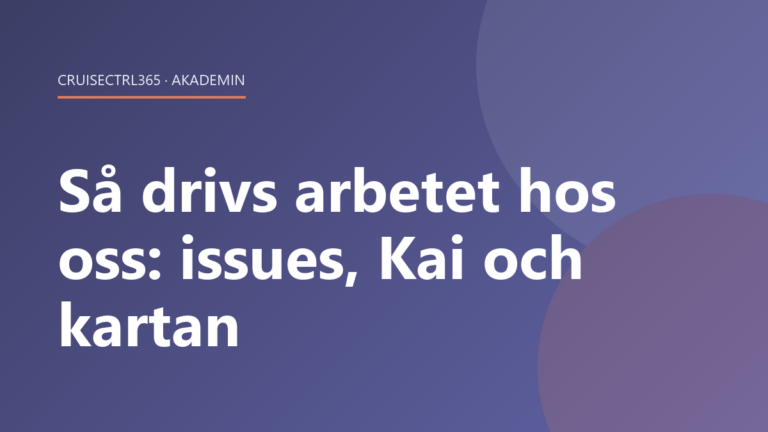 Så drivs arbetet hos oss: issues, Kai och kartan